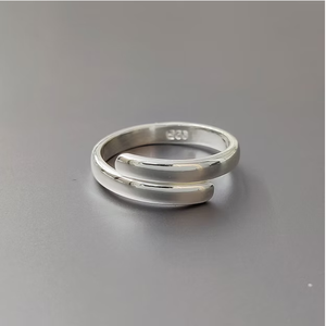 Sleek Minimalist Bypass Wrap <b>Ring</b> Anti Tarnish 925 <b>Silver</b> Stackable <b>Adjustable</b> Band Manufacturer JAIPUR <b>SILVER</b> - Product Image 3