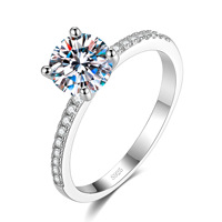 Runder Brillant 1ct Moissanit Solitär-Ring 8 Farben Champagner Amethyst Saphir Smaragd Rosa 925 Silber Verlobungsring Großhandel