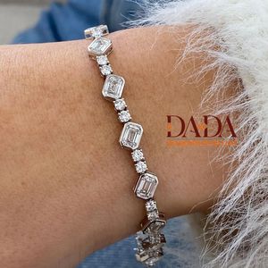 Pulsera de eslabones con esmeraldas de élite y diamantes cultivados en laboratorio para mujer, pulsera de tenis contemporánea, regalo de joyería fina - Product Image 6