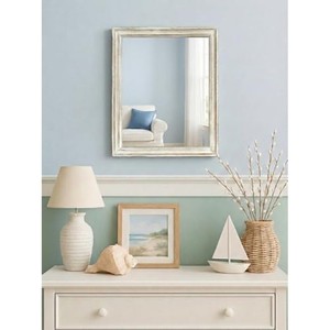 Espejo de Pared Rectangular Rústico de Madera de Mango Aqdus Saleem, Acabado Blanco Desgastado, Ecológico, Hecho a Mano, con Borde Enmarcado, Venta al Por Mayor - Product Image 2