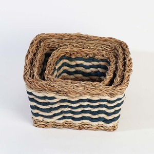 Jute & Seagrass <b>Square</b> Storage <b>Baskets</b> Set of 3 Handmade Storage <b>Basket</b> Wholesale eco-friendly Made in Viet Nam - Product Image 1