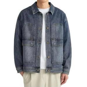 Veste de travail en jean délavé vintage personnalisée, vente en gros, poches à rabat avec patchs, fermetures à boutons, col pointu, OEM USA, usine en gros - Product Image 6