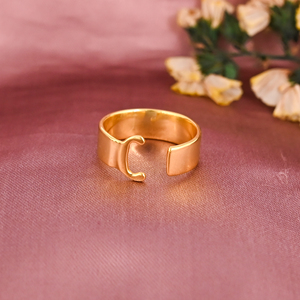 Anillo Ajustable de Latón con Letra C Chapado en Oro, Elegante y Moderno, para Mujer, Regalo de Boda o Compromiso, Lote al por Mayor de 25 Pares - Product Image 1
