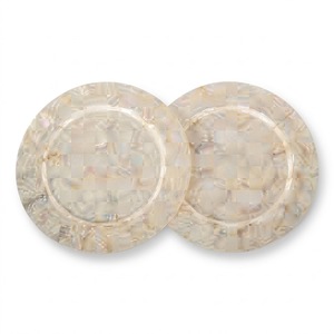 Assiette de présentation de luxe en nacre, faite à la main, avec incrustation de coquillages Capiz, pour décoration de table de mariage, assiette en coquillage naturel pour hôtel - Product Image 3