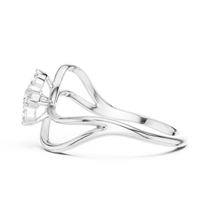 Anillo de compromiso solitario con diseño floral de 0.22 CT y banda de boda con diamantes en forma de corona de pétalos - Product Image 2