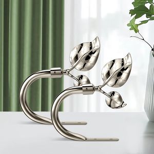 Handmade Metal Leaf Shaped Curtain Holdbacks 2pcs Wall Curtain <b>Tieback</b> <b>Hook</b> Pull Backs Durable Drapes Window Accessories - Product Image 3