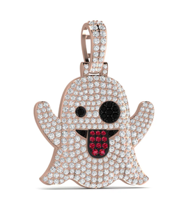 Pendentif fantôme en or et diamant, diamant de laboratoire, breloque fantôme emoji entièrement sertie de diamants, bijoux fins, cadeau hip-hop - Product Image 2
