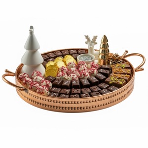 Plateau à chocolat moderne en métal doré de qualité supérieure, vente directe d'usine, plateau de service pour chocolat, présentoir à desserts - Product Image 5