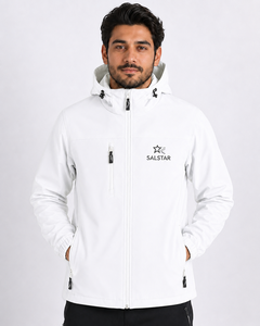 Veste Softshell blanche imperméable pour homme avec capuche, logo personnalisé, coupe-vent, vêtements de travail d'extérieur, veste d'hiver - Product Image 4