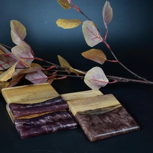 Hot Item Eco-Friendly Epoxy Resin Wood <b>Coasters</b> Resin Art Supplies For Kitchenware <b>Set</b> From Vietnam with Holder Model Handmade - Product Image 3