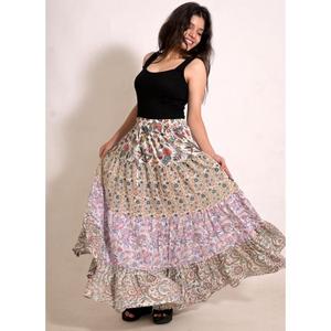 Cotton Patchwork <b>Long</b> <b>Skirt</b> for Women Handmade Indian Boho Maxi <b>Skirt</b> Casual Everyday Wear - Product Image 4