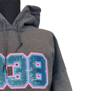 Sudadera con Capucha Gris de Lentejuelas 1938, Sudadera de Algodón Suave, Sudadera con Capucha de Manga Larga, Ropa Casual de Moda para Uso Diario - Product Image 5