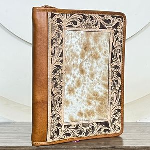 Porte-documents en cuir gaufré floral fait main avec fermeture éclair personnalisée pour CV et dossiers – Offre Spéciale - Product Image 4