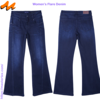 Jean évasé taille haute pour femme, délavé foncé, en coton et polyester, coupe décontractée et élégante, longueur complète, idéal pour les soirées, 10,85 OZ