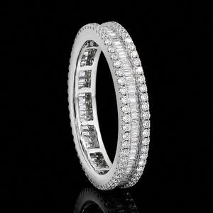 Bague éternelle en or blanc de qualité supérieure avec diamants naturels, design tendance et moderne, pour mariage ou soirée, diamants certifiés IGI - Product Image 1