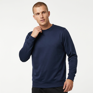Herren Marineblauer Rundhals-Pullover Sweatshirt Regular Fit Gestrickt Einfarbig Lässige Herbstkleidung - Product Image 4