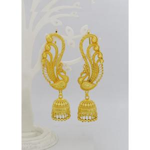 Pendientes de Oreja Completos con Diseño de Pavo Real Chapados en Oro Antiguo, Pendientes Étnicos Jhumka para Novia India, Joyería de Templo, Pendientes de Boda para Mujer - Product Image 3