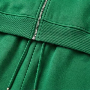 Ensemble de survêtement unisexe vert à capuche avec fermeture éclair intégrale, sweat-shirt et pantalon en coton de couleur unie pour adultes, idéal pour l'automne - Product Image 5