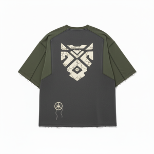 Camiseta Gráfica Oversize para Hombre, Estilo Urbano de Dos Tonos con Estampado de Logotipo Abstracto, Algodón Grueso, Ropa Casual - Product Image 6