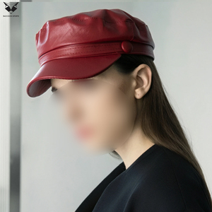 Gorras de Cuero Genuino Rojo, Estilo Vintage, de Alta Calidad, Clásicas, Cómodas, para Otoño/Invierno - Product Image 5