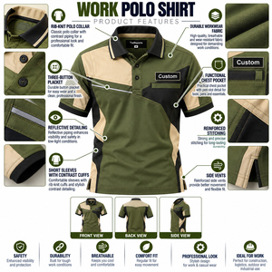 Wholesale <b>Men</b> <b>Work</b> Polo <b>Shirt</b> Custom Logo Workwear Uniform Short Sleeve Breathable Quick Dry Moisture Wicking Corporate <b>Shirt</b> - Product Image 6