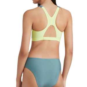 Nouvel ensemble bikini noir tendance pour femme, maillot de bain à épaules tombantes avec motif uni et haut court au-dessus du genou avec bretelles noires - Product Image 2