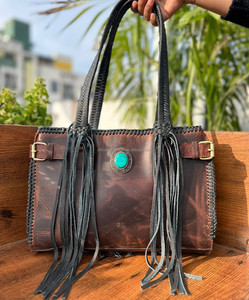 Nuevos bolsos de mano con flecos de cuero de vaca genuino hechos a mano reales, superventas, bolsos de hombro, elegante bolso de compras de lujo para uso de mujeres - Product Image 3