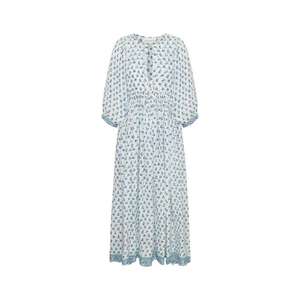 Vestido Kyra hecho a mano con estampado tradicional a bloques en tonos azules, de una longitud maxi, delicadamente adornado. - Product Image 5