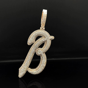 Pendentif Breloque Hip Hop Diamant Givré Bling Lourd en Alliage Plaqué Rhodium Argenté, Bijoux Unisexe pour Homme - Product Image 1