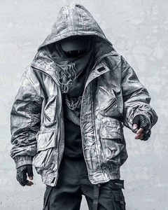 Men's <b>Techwear</b> <b>Jacket</b> Streetwear Tactical Cargo Multi-Pocket Hooded Windbreaker Cyberpunk Urban Gorpcore Functional Utility Coat - Product Image 1