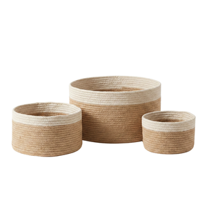 ชุดกระถางต้นไม้จากปอกระเจาแบบทำมือรักษ์โลก 3 ชิ้น ลายทอสองสี - Product Image 1