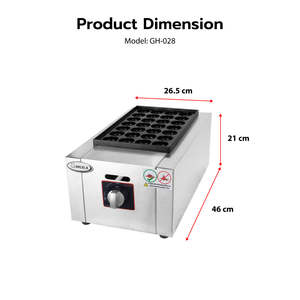 Machine à takoyaki électrique Gmax GH-028 avec 28 trous, gril à gaz antiadhésif pour une cuisine japonaise authentique - Product Image 3