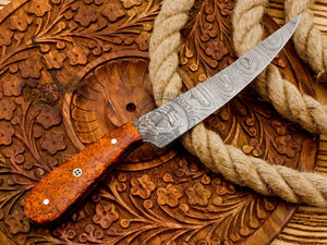 Custom Handmade Damascus Steel Chef Fillet <b>Knife</b> | 8" Ambidextrous Wood Handle Multi-Purpose Fishing <b>Kitchen</b> <b>Knife</b> Best Gift for - Product Image 4