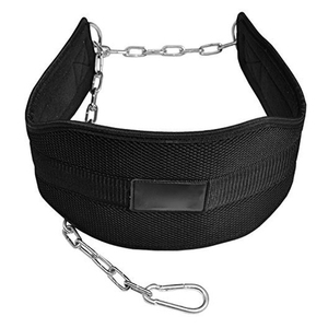 Ceinture de soutien lombaire noire réglable avec chaîne pour la musculation, l'entraînement en force, unisexe, fermeture auto-agrippante en polyester - Product Image 4