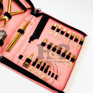 Kit de Herramientas para Extensiones de Cabello con Sistema de Unión Manual, OFERTA, Acero Inoxidable Dorado Sostenible, Estuche Rosa, Alicates, Tijeras, Kit Comercial para Cabello - Product Image 3