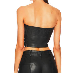 Haut court en cuir pour femme à manches longues avec logo personnalisé, prix de gros, fabriqué au Pakistan pour la vente en ligne - Product Image 5