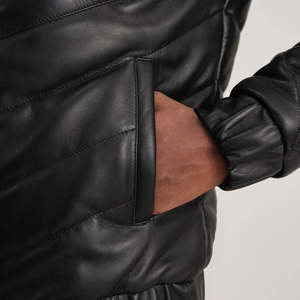 Blouson bomber en cuir bleu pour homme, fermeture éclair, coupe-vent, respirant, séchage rapide, polyester écologique antibactérien - Product Image 4