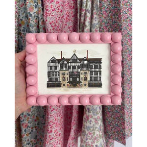 Cadre photo en bois artisanal indien unique et écologique avec incrustation en résine mosaïque terracotta, décoration artistique pour table - Product Image 2