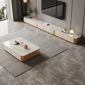 Moderno y Lujoso Mueble para TV con Tapa de Mármol y Juego de Mesa de Centro para <span class=keywords><strong>Sala</strong></span> de Estar, Mueble Flotante con Vitrina, Diseño de Muebles de Última Generación - Product Image 5