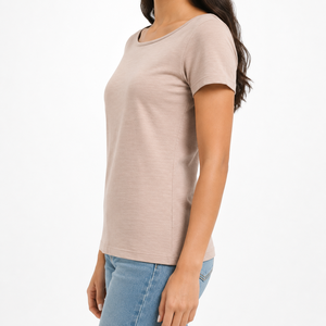 Women's Slub Cotton T <b>Shirt</b> Boat Neck Short Sleeve Slim Fit Tee Solid Casual Daily Wear - Product Image 4