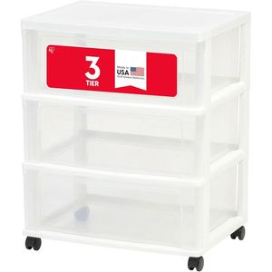 Carrello Portaoggetti in Plastica con 3 Cassetti e Ruote per Materiali Artistici, Bagno, Dormitorio, Camera da Letto - Product Image 1