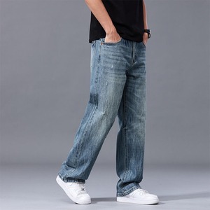 Best Selling Men's Baggy Fit <b>Jeans</b> Pant Premium Quality New Design Mid <b>Waist</b> High Street Style 100% Cotton Breathable Button - Product Image 1