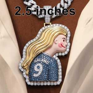 Pendentif Visage de Fille Fan de Football Style Sportif, Moissanite Multicolore avec Argent 925, Bijoux Fins, Pendentifs et Breloques - Product Image 5