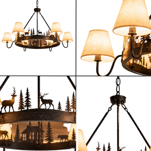 Daystar Trade Modern Metal Chandelier with Deer and <b>Tree</b> Silhouette 120W 3500K Indoor Ceiling <b>Light</b> Anti-Glare Easy Installation - Product Image 2
