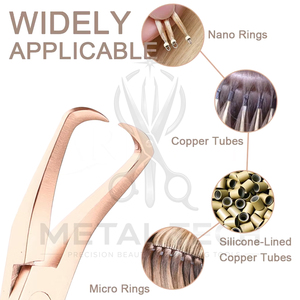 Pince à micro-anneaux en acier inoxydable plaqué or rose, à bec courbé, pour l'élimination des extensions capillaires, outil de salon professionnel - Product Image 4