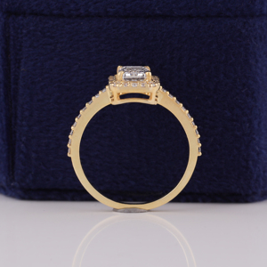 2.00 Ct <b>Emerald</b> Cut Lab Grown Diamond Engagement <b>Ring</b> 14k Yellow Gold Halo - Product Image 5