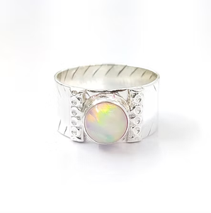 Handmade Unisex Ethiopian <b>Opal</b> Gemstone <b>Ring</b> in Sterling Silver Fine Jewelry Everyday Wear - Product Image 2