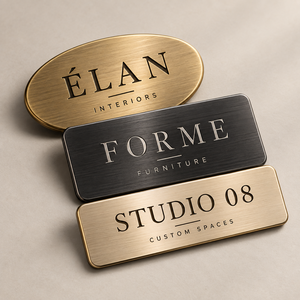 Plaque de logo personnalisée en métal pour produits de meublerie, fabricant OEM ODM, finition sur mesure - Product Image 1