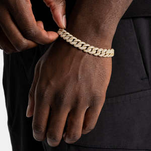 925 Sterling <b>Silver</b> Iced Out Cuban Link Bracelet 18K Gold Plated Micro Pave Hip Hop Bracelet <b>for</b> <b>Men</b> - Product Image 2