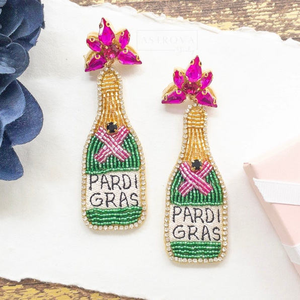 Pendientes de cuentas de semillas para fiesta de Nueva Orleans, con diseño de botella de Nola, para despedida de soltera y Mardi Gras, para mujer - Product Image 3